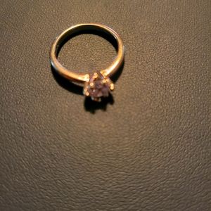 Silver ring with cubic zirconia stone